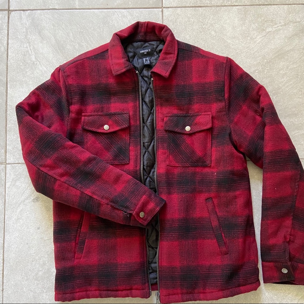 Padded Plaid Flannel Jacket F21